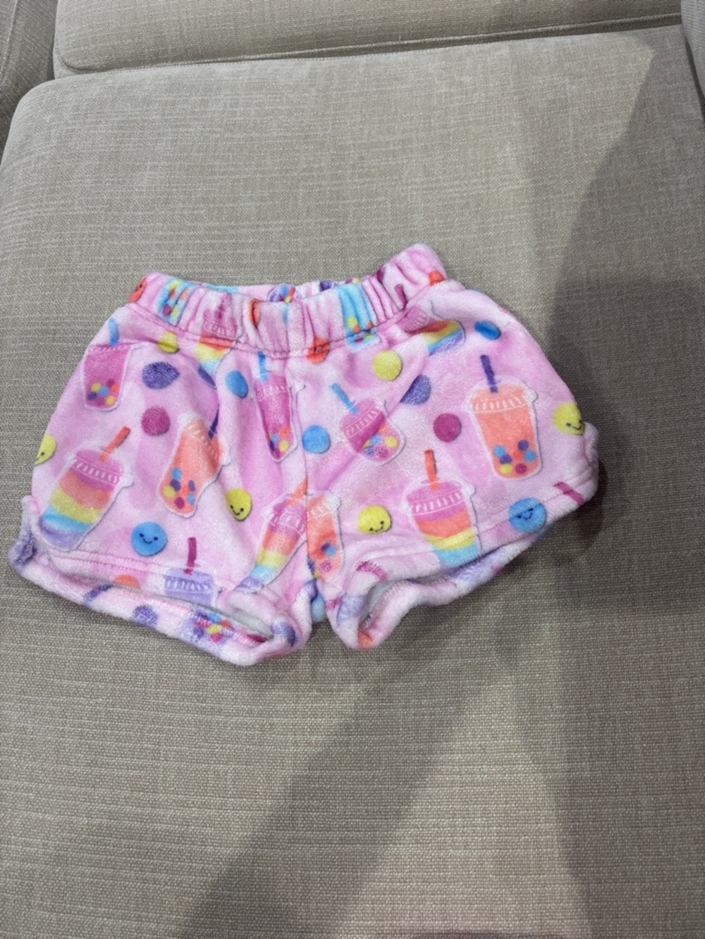 Pink Bubble Tea Print Plush Kids Shorts